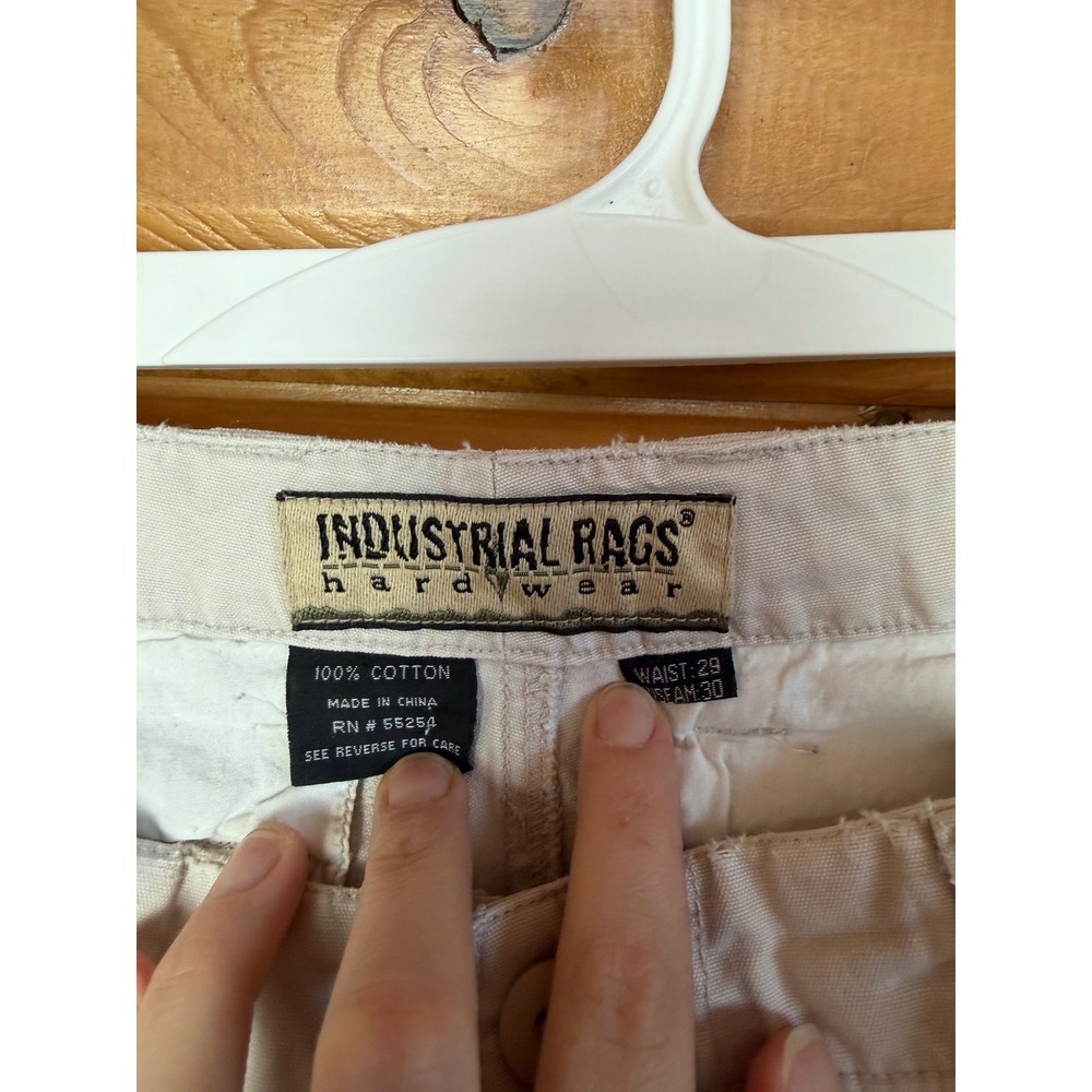 Vtg Industrial Rags Hardwear Cargo Zip Off Pants Men's Sz 29 Off White 90s - Picture 7 of 7